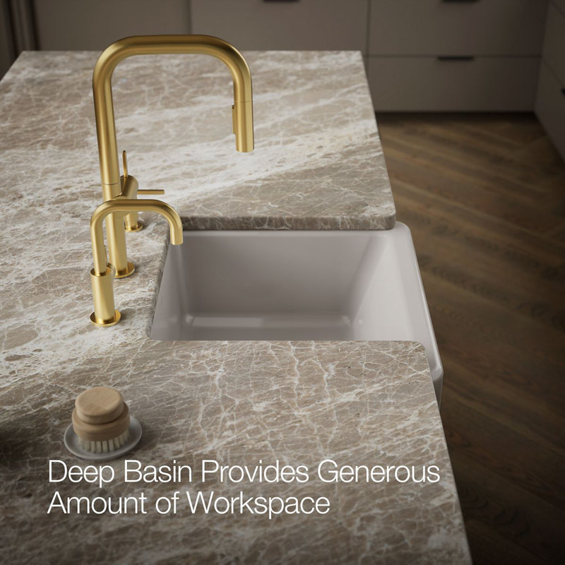 Whitehaven® Self-Trimming 23.5"L x 21.5625"W Farmhouse Kitchen Sink, Truffle