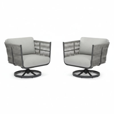Milano Two Piece Swivel Chair Set With Sunbrella Cushions