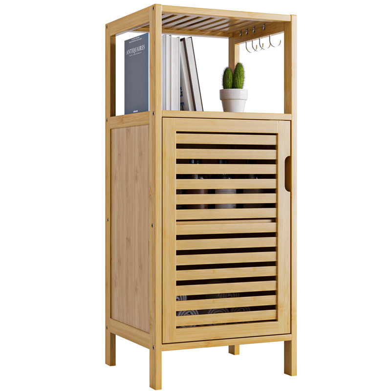 Amaal Bamboo Freestanding Linen Cabinet, Natural