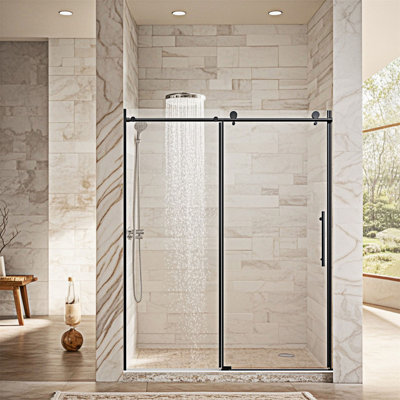 Round Tube Frameless Single Sliding Shower Door