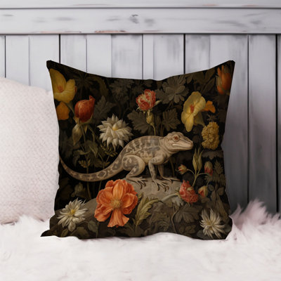 Animals William Morris Lizard Reptile Cottage Throw Pillow Cover