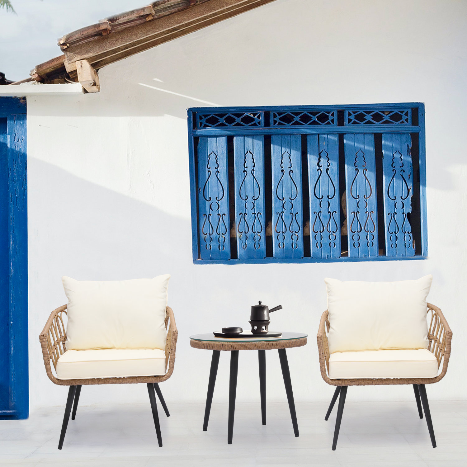 Oliver 3 Pcs Bistro Set Patio Wicker Furniture Wayfair Canada