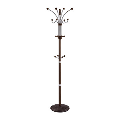 Portant penderie en bois coloré de 185 cm de hauteur - Multicolore, construction robuste, diamètre 55 cm, convient aux manteaux, vestes, chapeaux et écharpes.