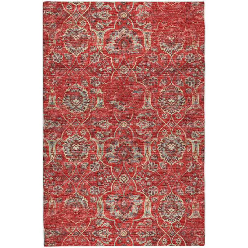 Tapis à poils longs lavable à la machine de qualité supérieure ADS95, Rouge, 8 pi x 10 pi