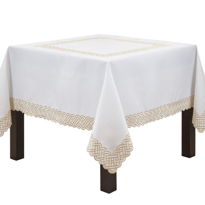 Nappe avec broderie tressée, Or, 70 po x 70 po