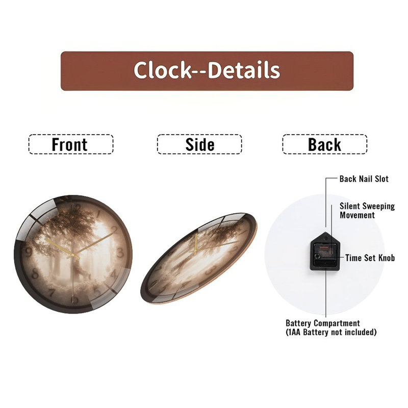 Horloge murale en verre 12 po