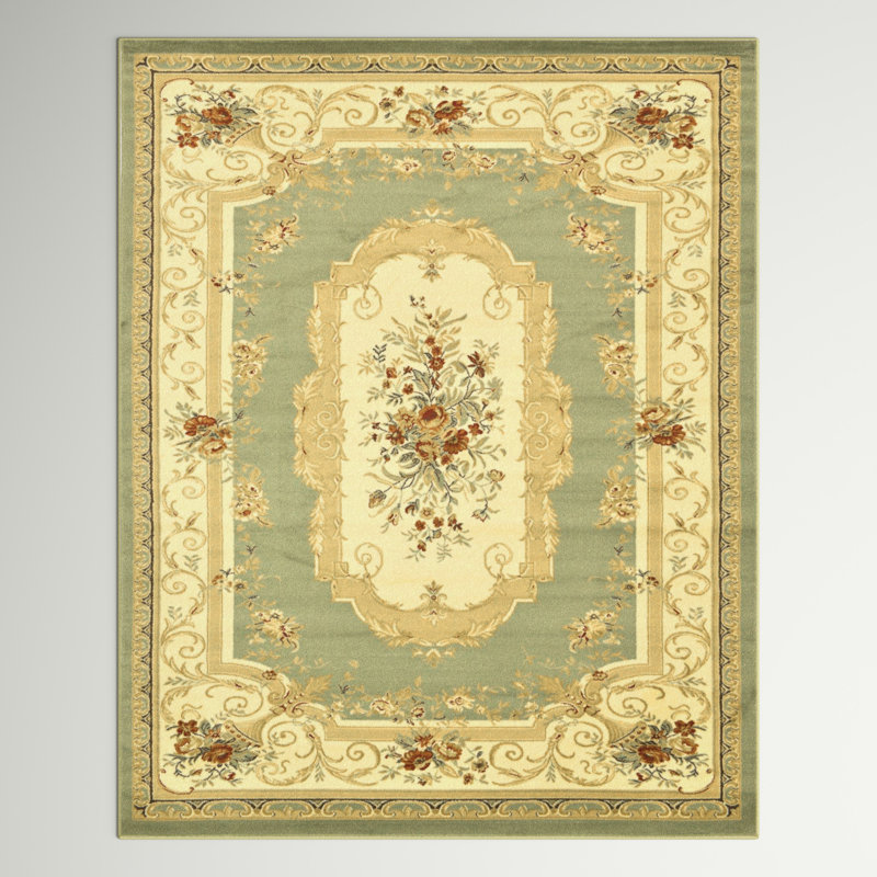 Debora Oriental Area Rug, Rectangle 9' x 12', Green/Beige