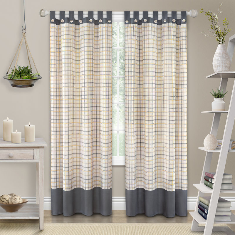 Panneau de rideau simple semi-transparent Madelia, Gris, L 52 po x L 84 po