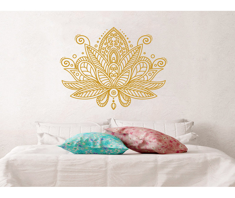 Décalcomanie murale fleur mandala lotus Estrella, Or