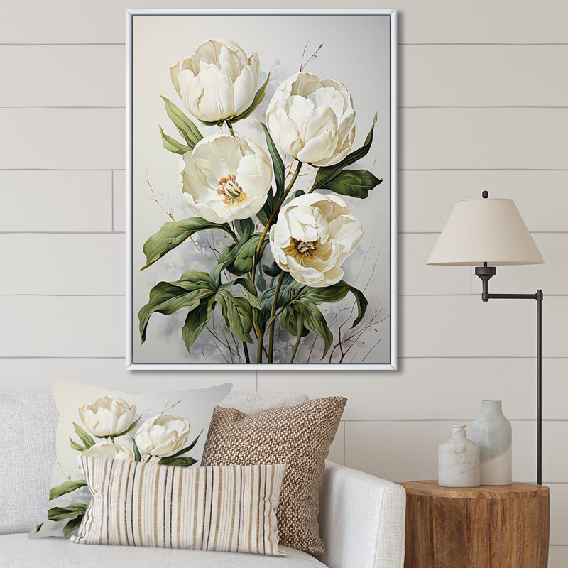 Support tulipe blanc, Cadre flottant blanc, H 32 po x l 24 po x P 1 po