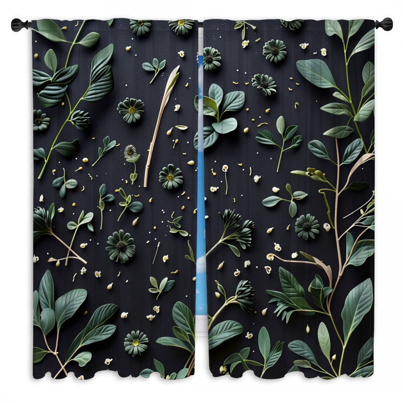 Rideaux de verdure à motif floral obscurcissant et obscurcissant - 2 panneaux, 40in x 50in - 2 panels, Transparent