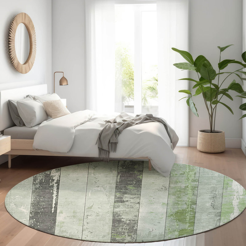 Tapis intérieur / extérieur Xhevrie lavable à la machine, Rond 8 pi