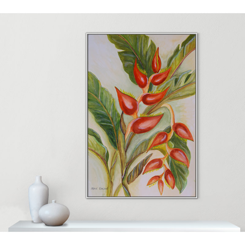 Imprimé Heliconia par Mike Ragan pour , H 61,5 po x l 41,5 po, Blanc
