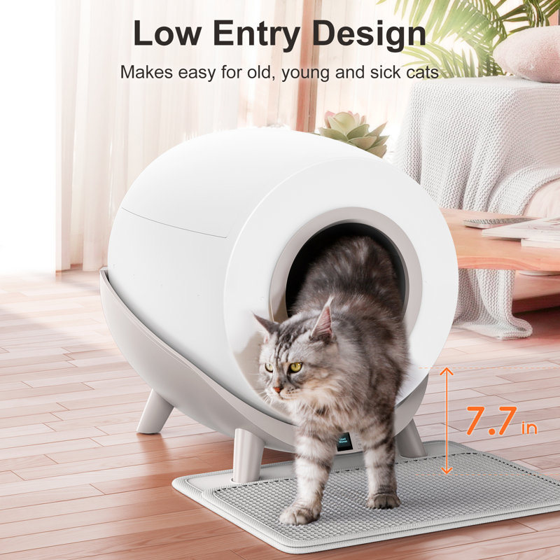 Litière pour chat 80L + 14L Smart Clean avec tapis pour chats multiples, contrôle des applications, élimination des odeurs, protection de sécurité