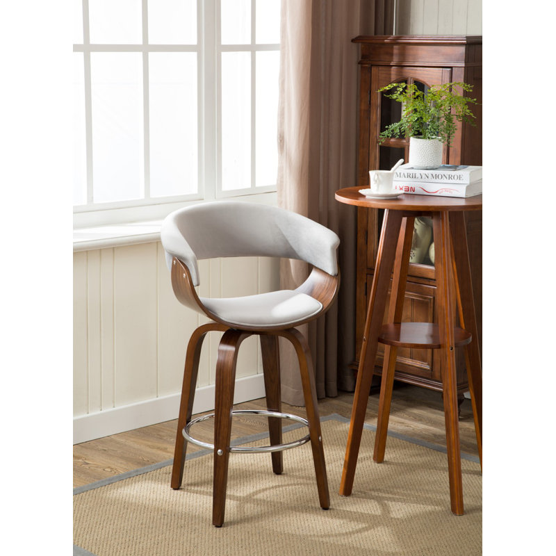 Tabouret de bar pivotant Brindley, Gris, Tabouret de comptoir (assise de 26 po de hauteur)