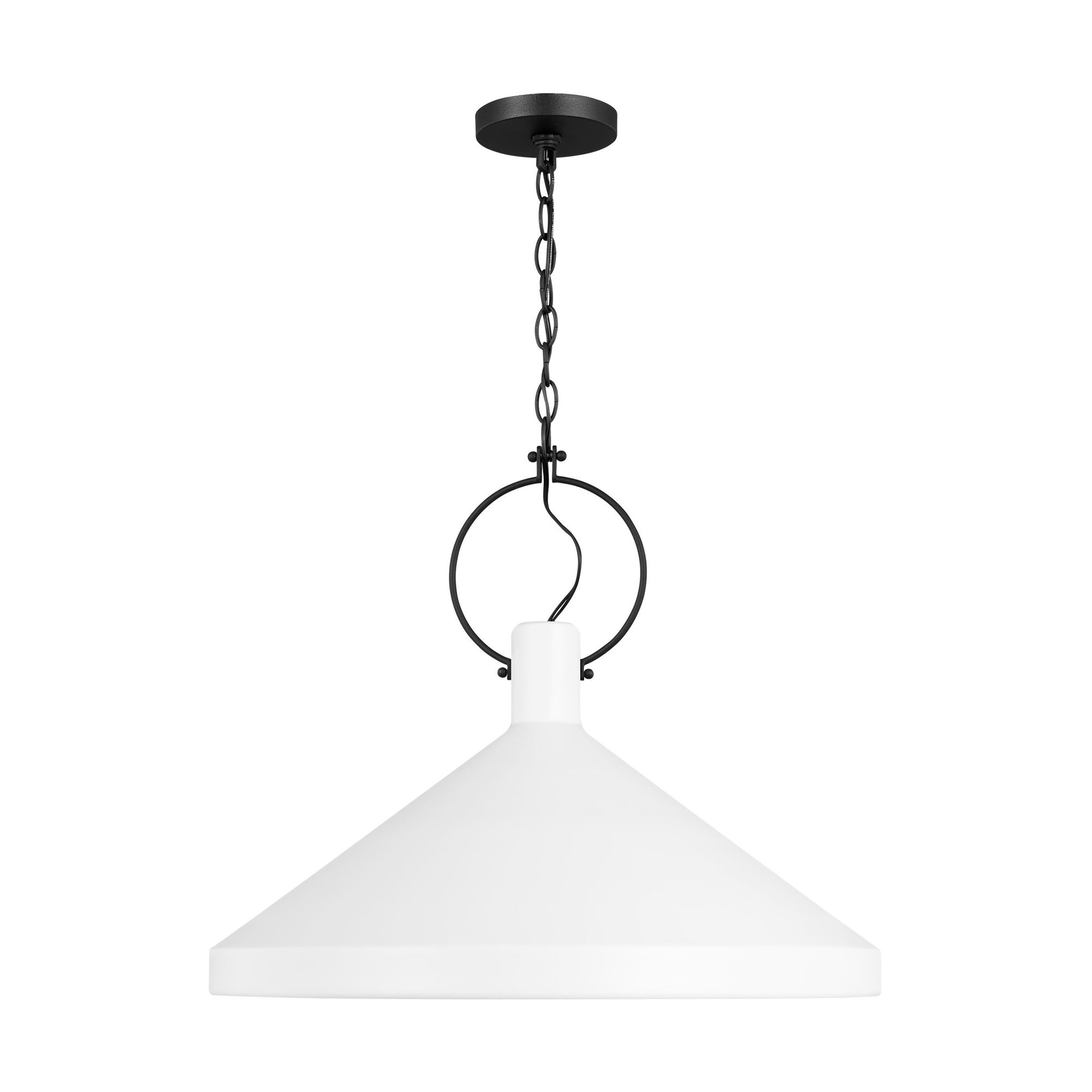 Single Light Metal Dimmable Pendant, White, 19.75" H x 24" W x 24" D