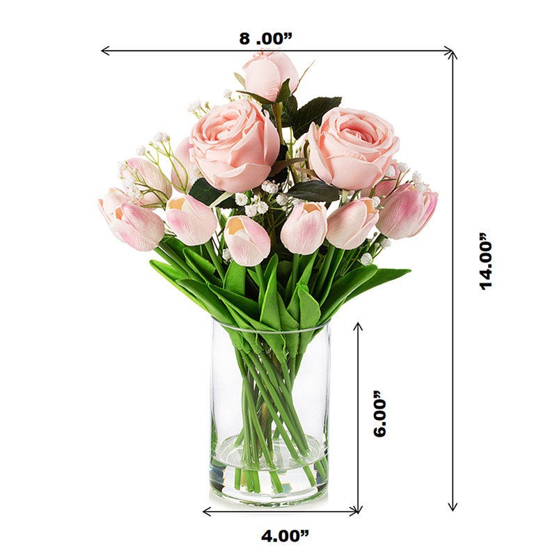 Tulipe artificielle et rose dans un vase, Rose