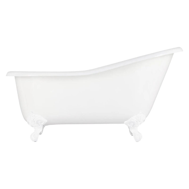Erica 57" Clawfoot Soaking Cast Iron Bathtub, Brushed Nickel