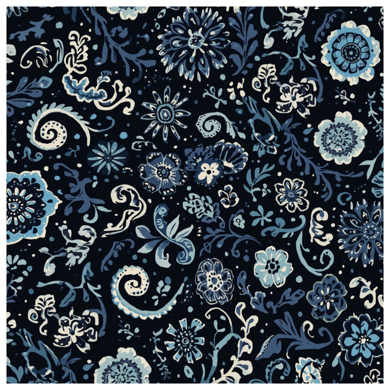 Tapis de bain à motif floral complexe, L 34 po x L 21 po