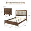 Ensemble de chambre à coucher de style moderne Mid-Century 3 pièces, lit tapissier avec tête de lit à DEL et 2 tables de chevet USB, noyer-953186743