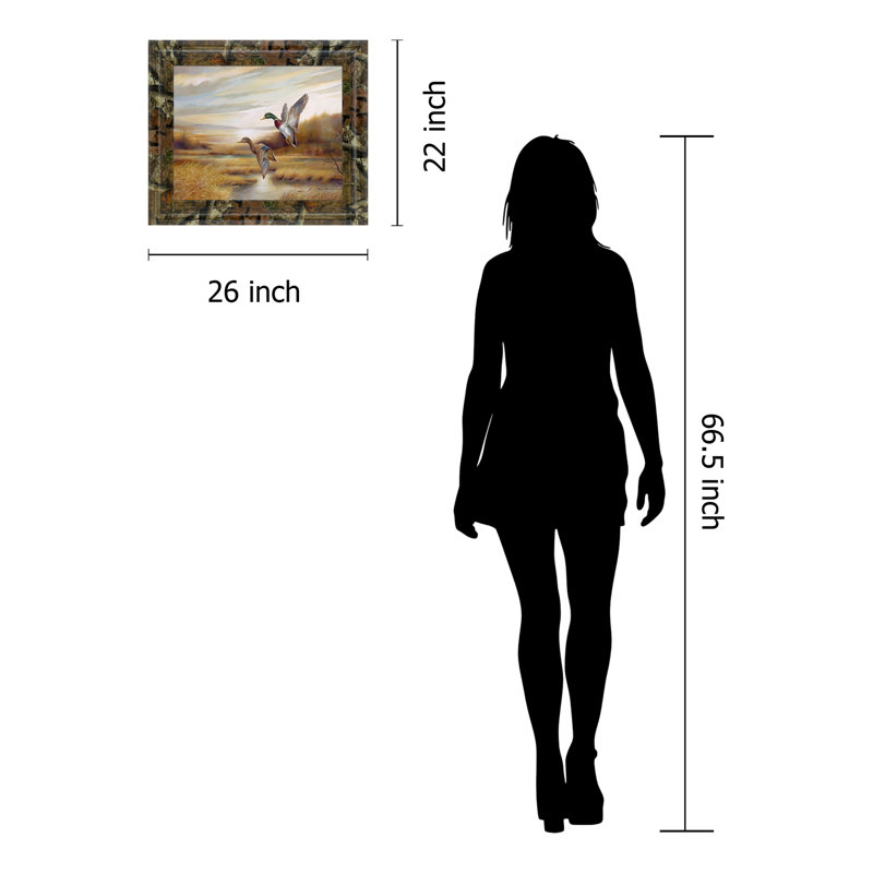 Mallard Flight Wall Art - 22" x 26" - Brown Frame