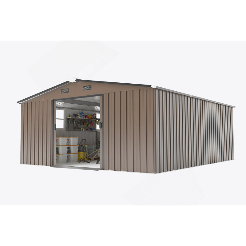 Remise de rangement extérieure avec deux fenêtres, Brun
