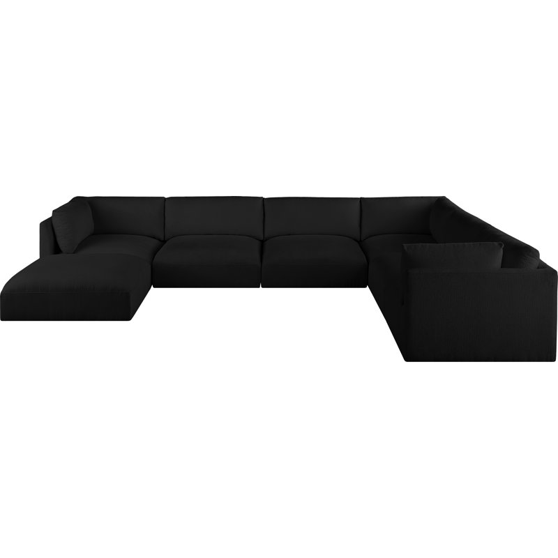Ivyana Upholstered U-Shaped Sectional Reversible, Black Polyester Fabric