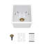 Évier de cuisine encastré à simple cuve en quartz blanc composite, 14,82 po x 17,55 po x 8,38 po | Idée de cadeau