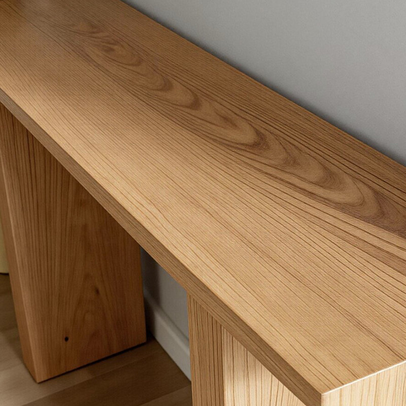 Console nordique moderne minimalisme, H 31,5 po x l 55,1 po x P 13,8 po, Bois naturel, Bois naturel, Bois naturel