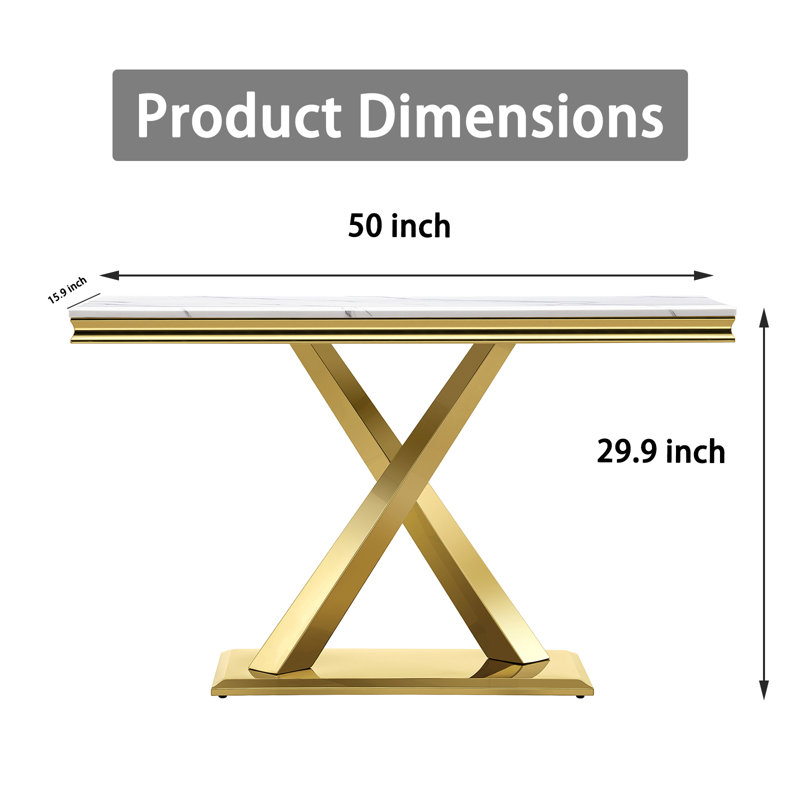 Hollenberg 50'' Glass Top Console Table