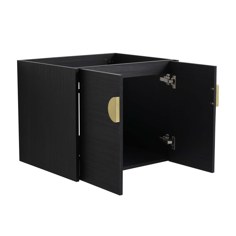 Meuble-lavabo à fermeture en douceur avec lavabo, pour petite salle de bain, Noir, noir, noir, noir