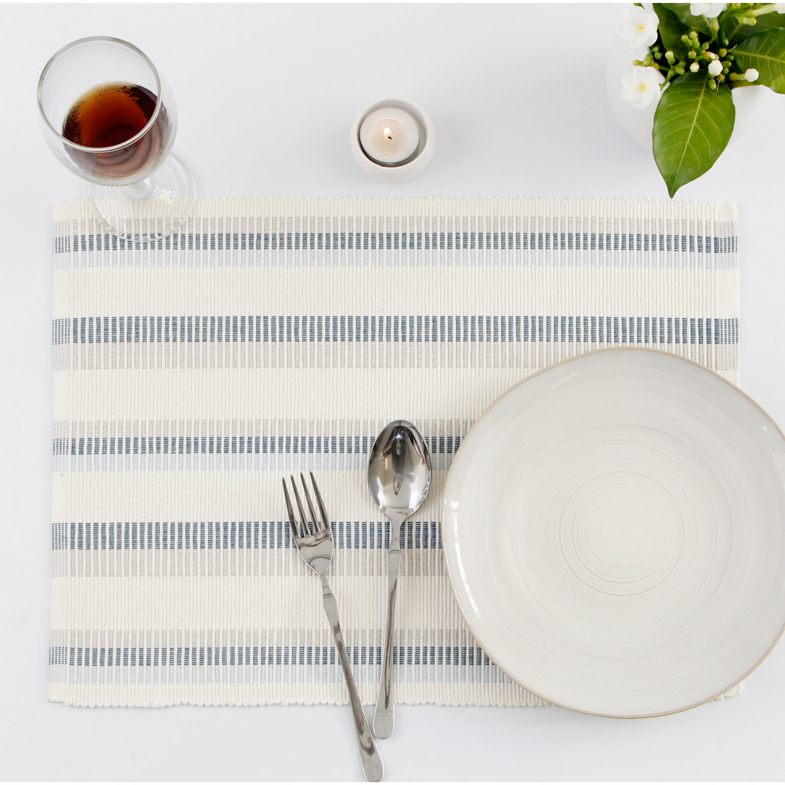 Desai Cotton Placemat, Tonal Blues
