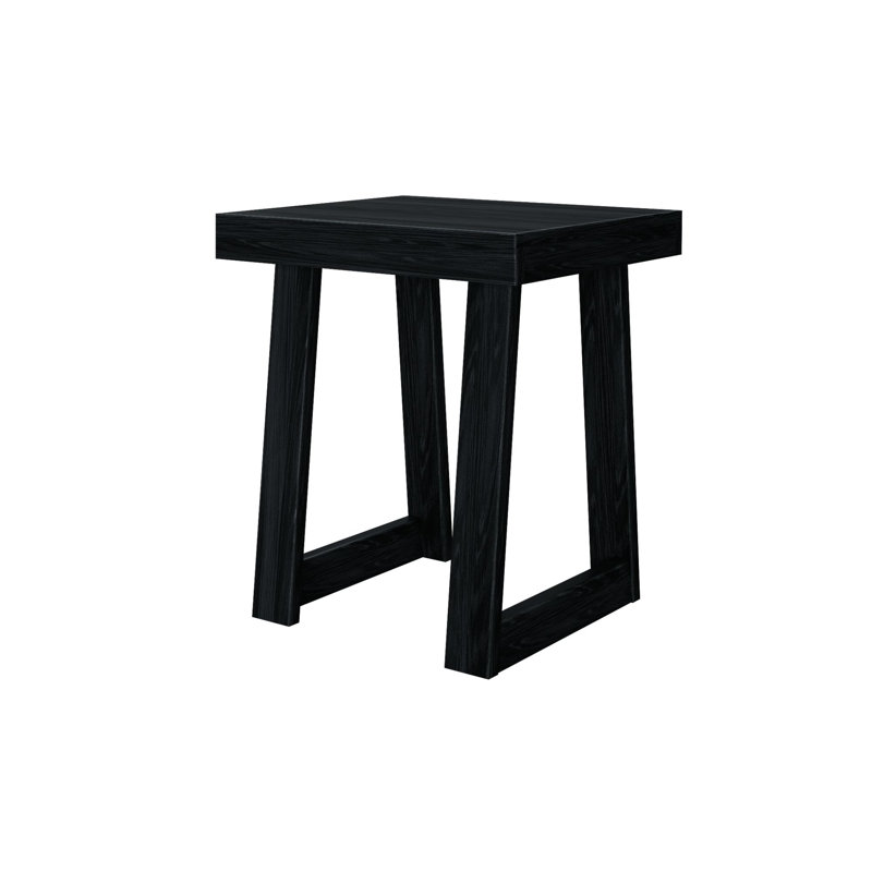 Table de bout en bois massif Hendrik, Brosse noire