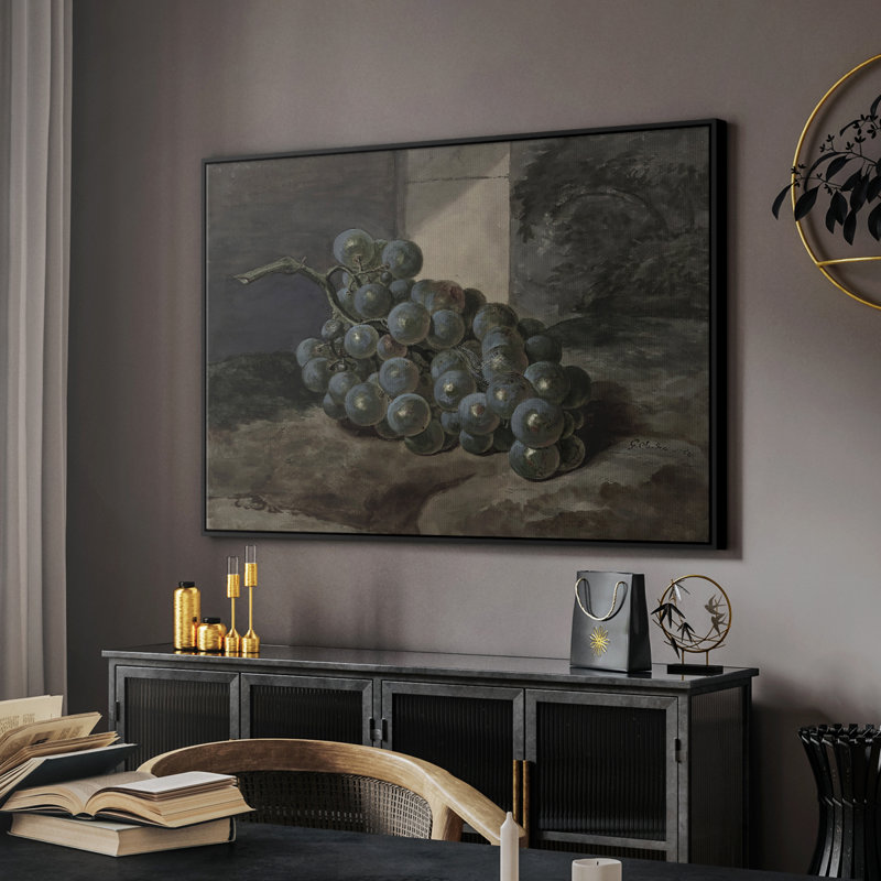 Botanique rétro - XL III, Toile avec cadre flottant noir, H 25 po x l 37 po x P 2 po