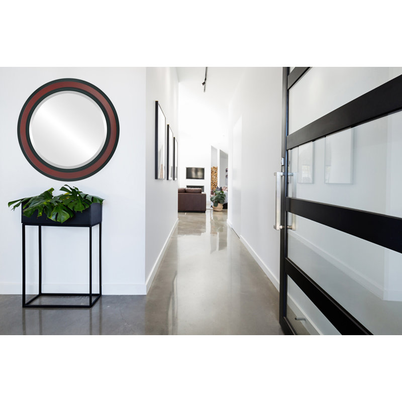 Arlinda Round Mirror, 33" H x 33" W, Rosewood
