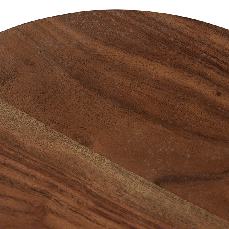 Table de bout à piédestal en bois massif James, Brun foncé