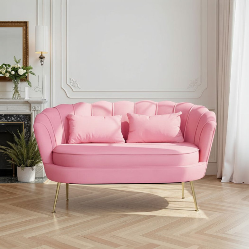 Carney Velvet Loveseat Accent Sofa, Blush Pink