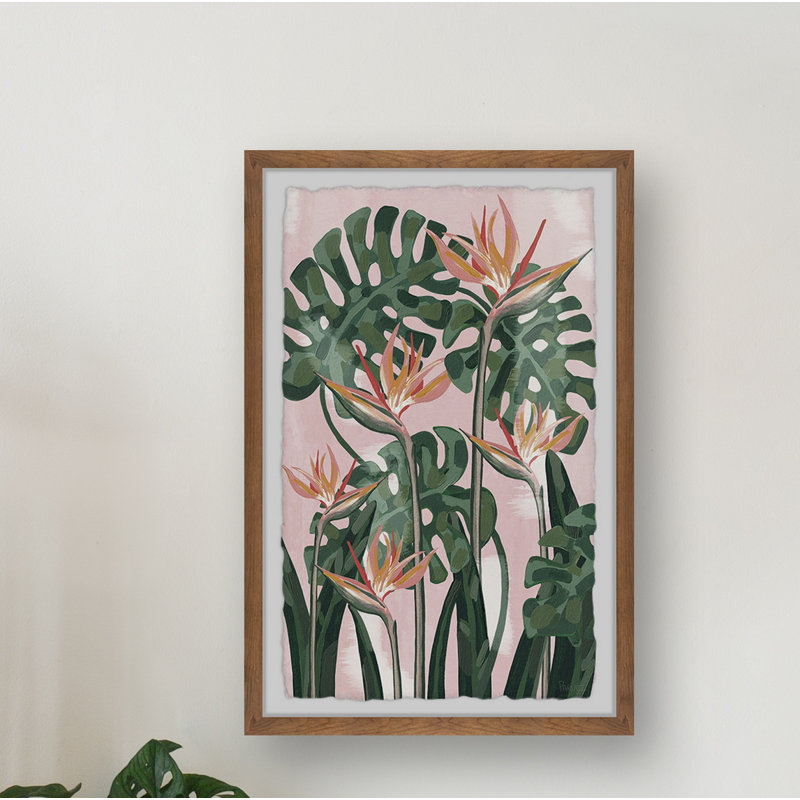 Crane-Like Flowers par Parvez Taj - Reproduction d'art sur papier encadrée, H 24 po x l 16 po x P 1,5 po