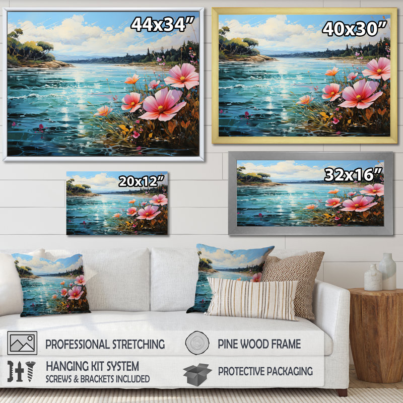 Plage, paradis tropical, pointillisme III, plage, reproduction d'art sur toile, H 30 po x l 40 po, Toile tendue
