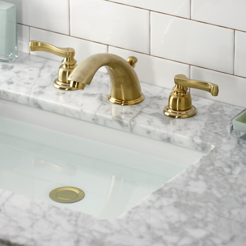 Kingston Brass Royale Two-Handle 3-Hole Deck Mount Widespread Bathroom Faucet with Retail Pop-Up Drain