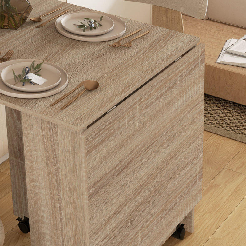 Folding Dining Table, Drop Leaf Table with 2-tier Shelves