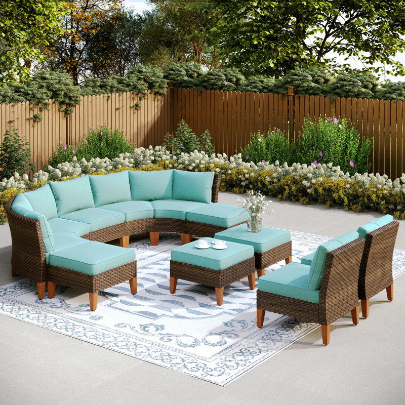 Ensemble de conversation modulaire avec coussins Argyri, Bleu