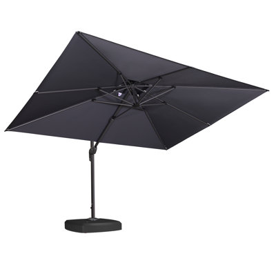 Sireli 108'' x 144'' Rectangular Cantilever Umbrella With Crank Lift Counter With Wheeled Base,Gray