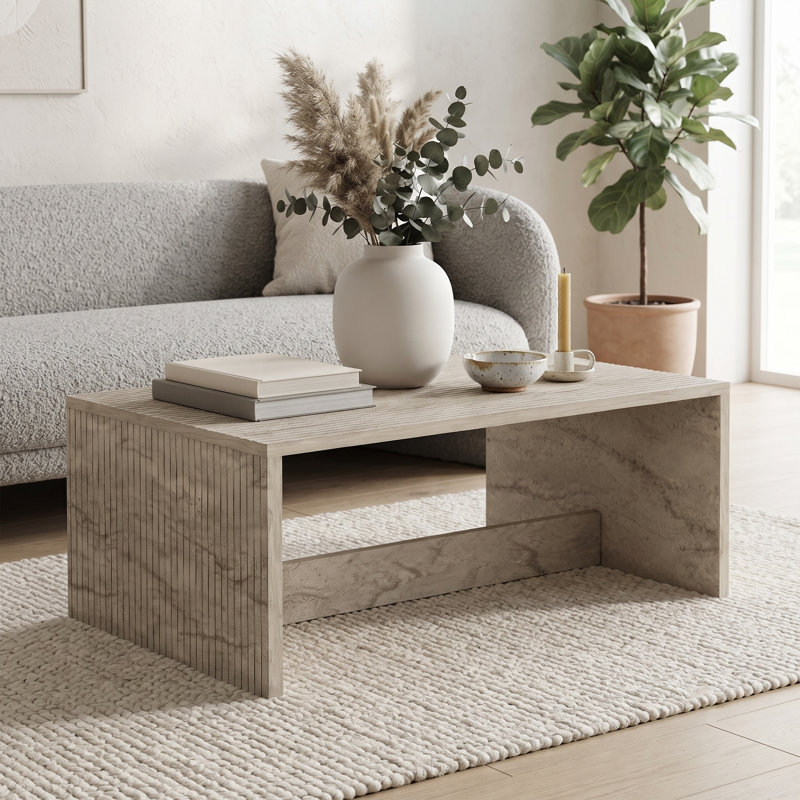 Table basse Kassia moderne à motif cascade cannelée