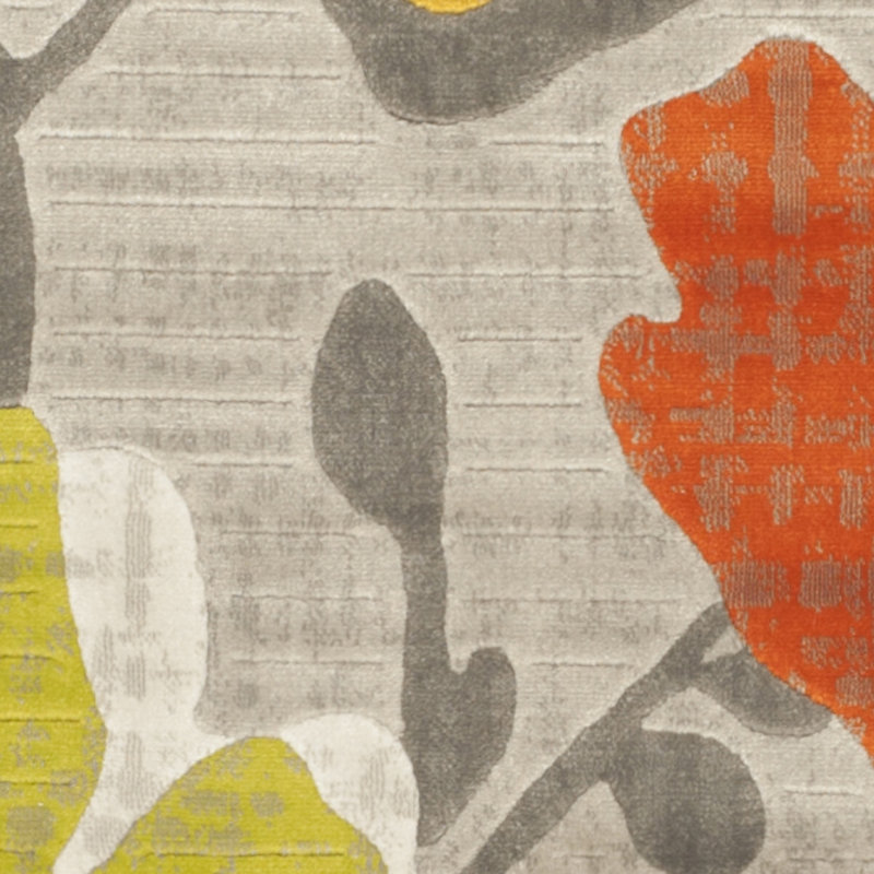 Gray Floral Reversible 4' x 6' Synthetic Rug
