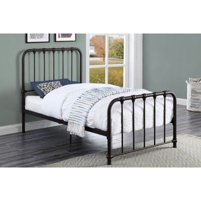 Mobilier de chambre à coucher simple en métal foncé bronze - Sommier non requis pour l'intérieur du lit