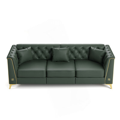 Canapé Chesterfield modulaire léger de luxe avec similicuir capitonné et garniture en métal