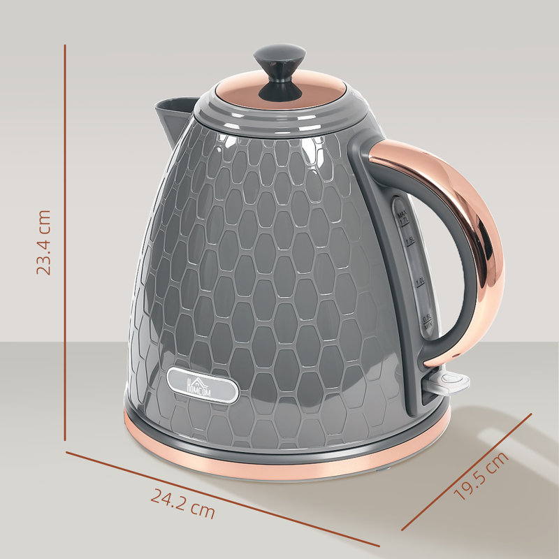 HOMCOM 1.7L Electric Tea Kettle, Grey