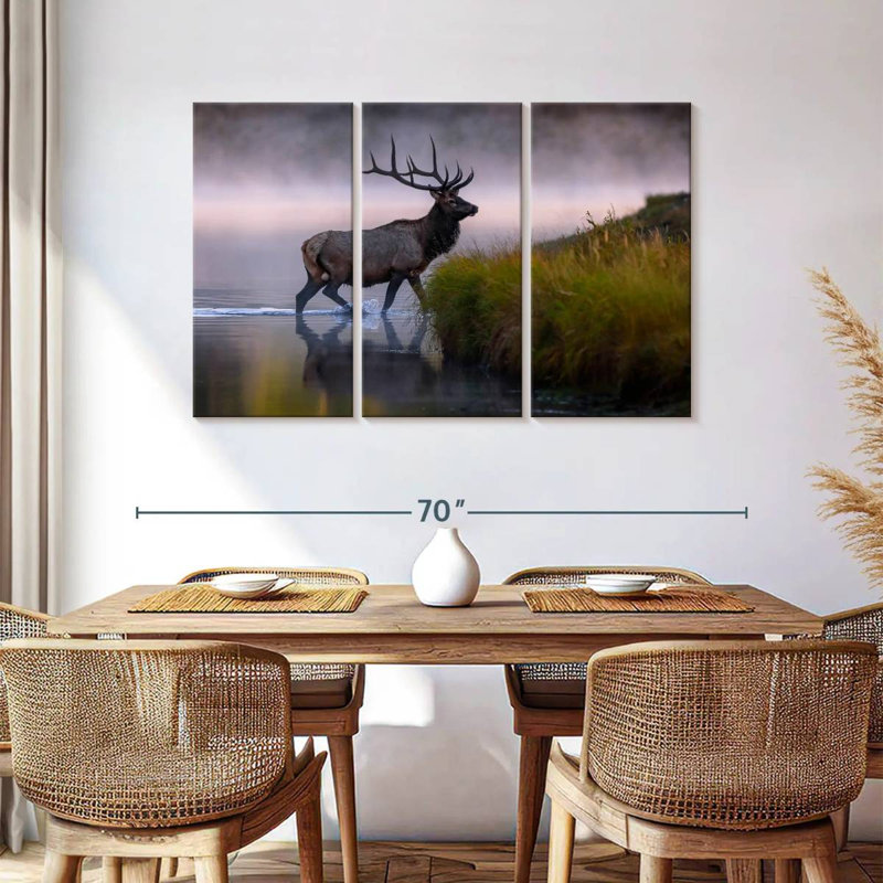 Elk Bull dans l'eau, H 36 po x l 57 po