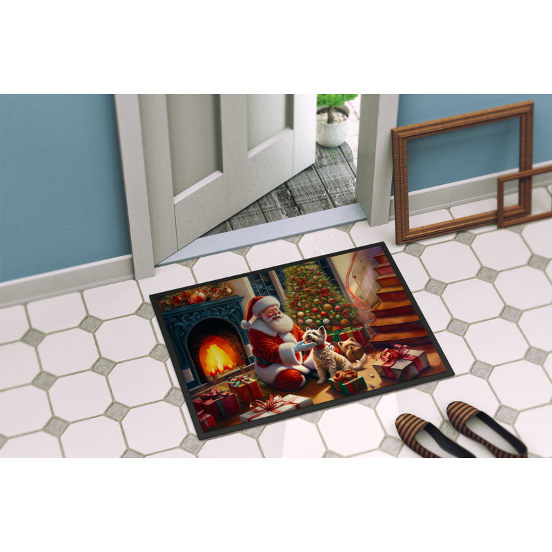 Paillasson Cairn Terrier and Santa Claus, L 24 po x L 36 po